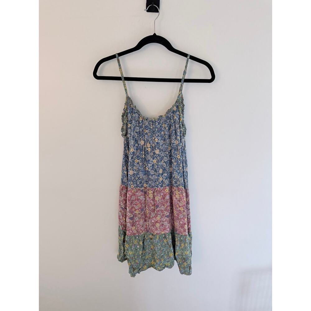 Natural Life Floral Patchwork Tiered Multicolor Floral Babydoll Dress - Size M - Picture 6 of 7